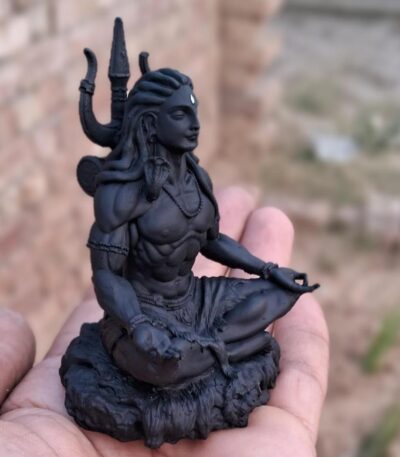 Adi Shiva Mahayogi Sculpture 3.5 Inch Height Black 3D Printed UV Resin