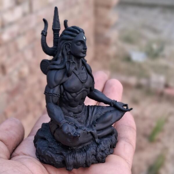 Adi Shiva Mahayogi Sculpture 3.5 Inch Height Black 3D Printed UV Resin