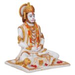 Marble Lord Hanuman Sitting Statue- 8 Inch