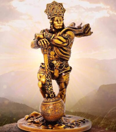 Bahubali Hanuman Golden Resin Idol