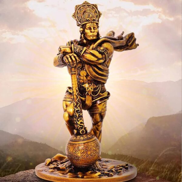 Bahubali Hanuman Golden Resin Idol